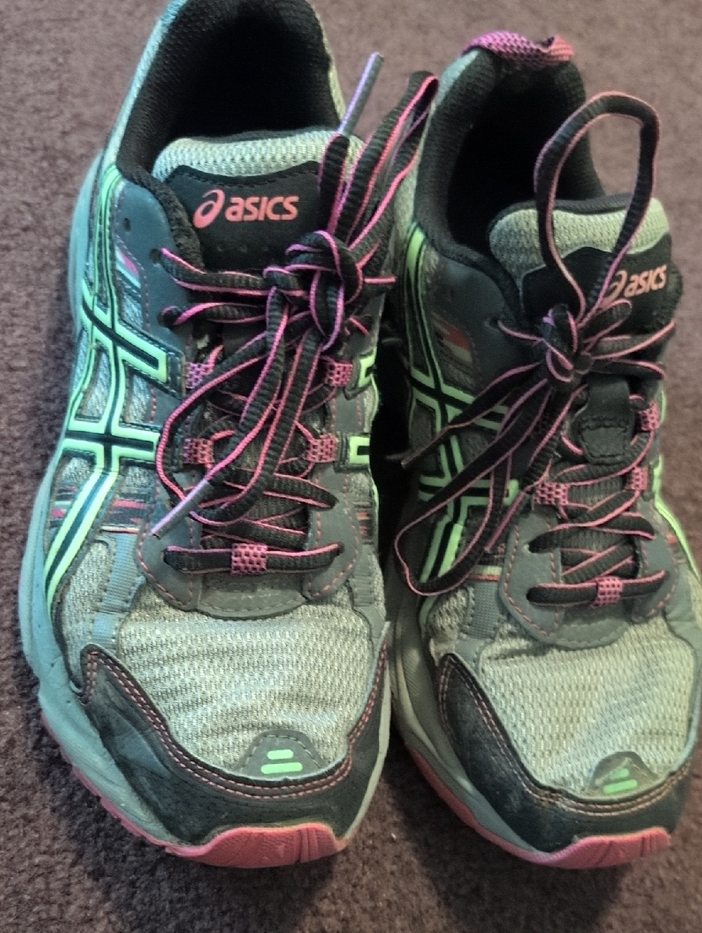 ASICS Women's Gray Mint and Pink Athletic Running Shoes